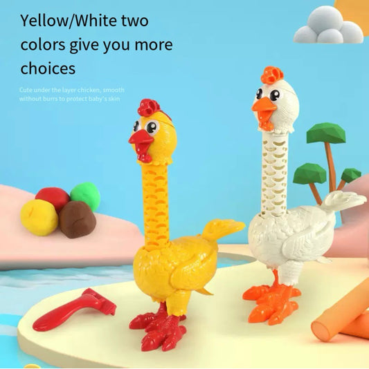 Animal Crew Cluck-A-Dee Feather Fun Chicken Toy Farm Animal Playset with 4 Non-Toxic Colors